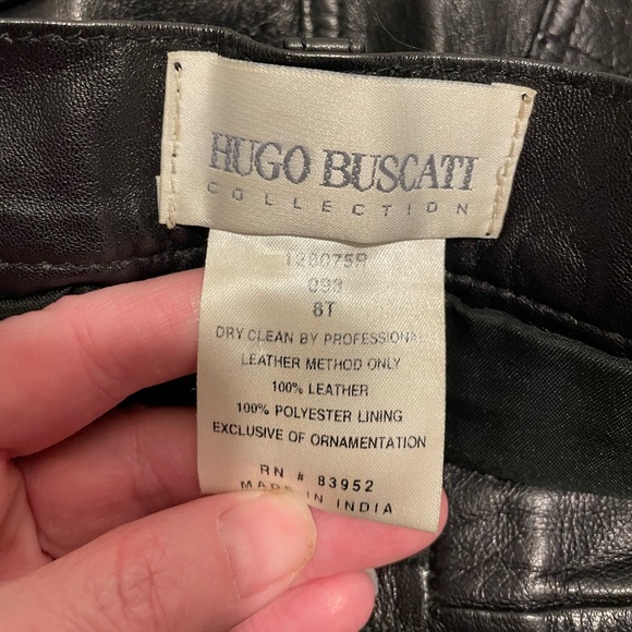Hugo Buscati Brand Women's 8 Tall Black Leather Designer Pants Vintage Fashion - Picture 2 of 4